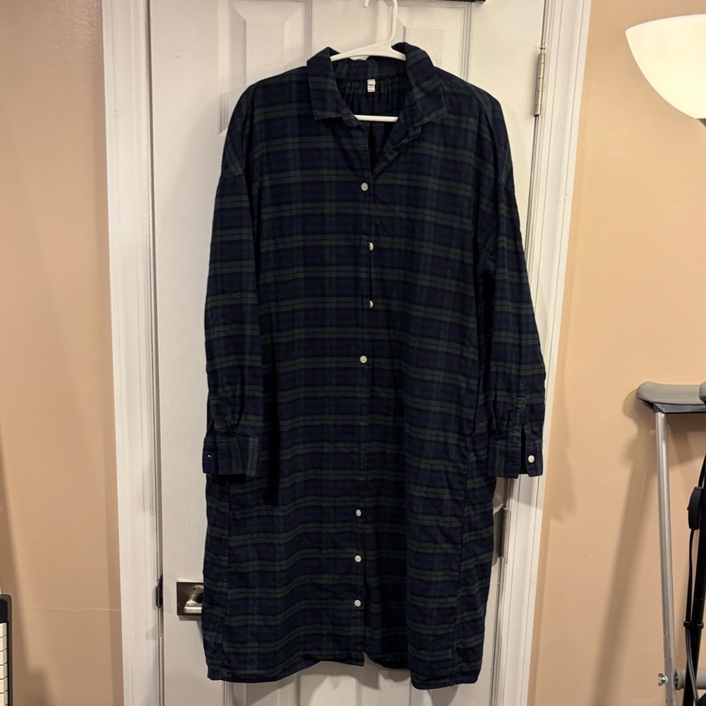 Plaid Button-Up Shirt Dress